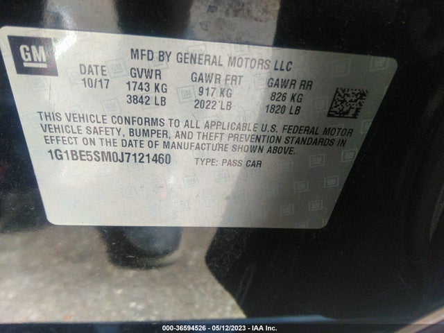 Chevrolet CRUZE LT 2018 1G1BE5SM0J7121460 Image 9
