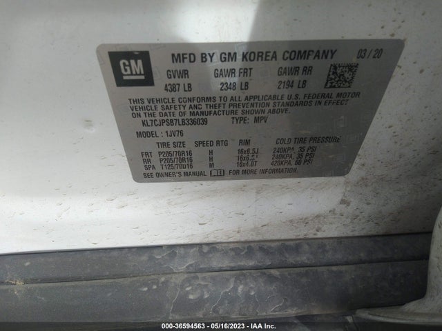 Chevrolet Trax Lt 2020 KL7CJPSB7LB336039 Image 10