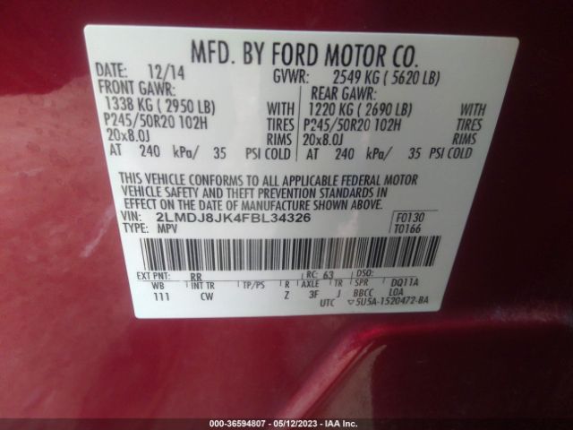2LMDJ8JK4FBL34326 Lincoln MKX