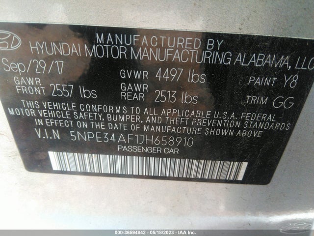 Hyundai SONATA SEL 2018 5NPE34AF1JH658910 Image 10