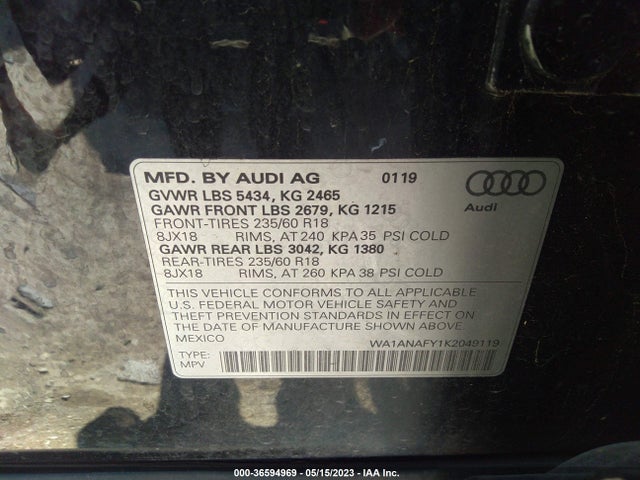 WA1ANAFY1K2049119 Audi Q5 PREMIUM