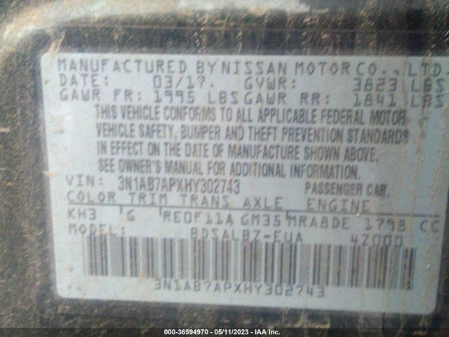 Nissan SENTRA S 2017 3N1AB7APXHY302743 Image 9