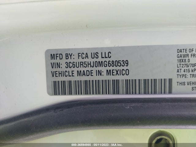 RAM 2500 Tradesman 2021 3C6UR5HJ0MG680539 Image 9