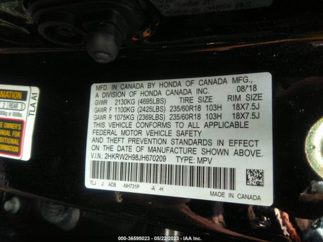2HKRW2H98JH670209 Honda Cr-v Touring