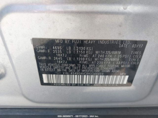 4S4BSANC8H3344404 Subaru Outback Limited