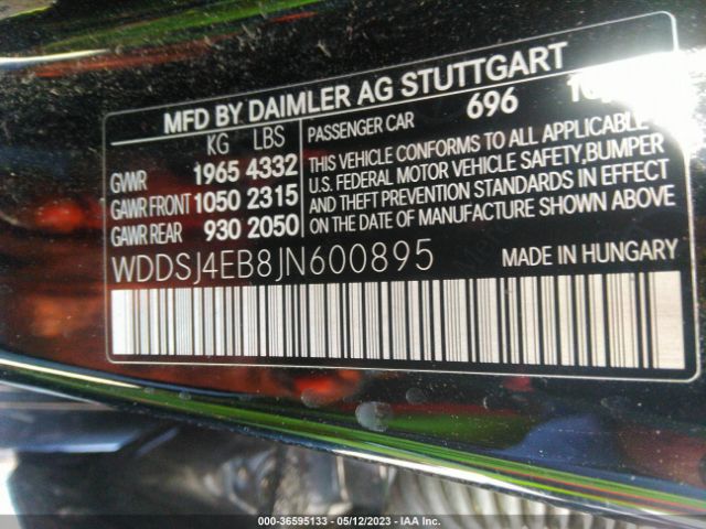 WDDSJ4EB8JN600895 Mercedes-Benz Cla Cla 250