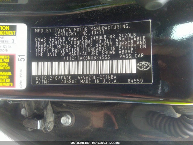 Toyota CAMRY LE 2022 4T1C11AK8NU634555 Image 10