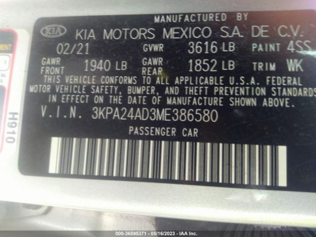 3KPA24AD3ME386580 KIA RIO LX