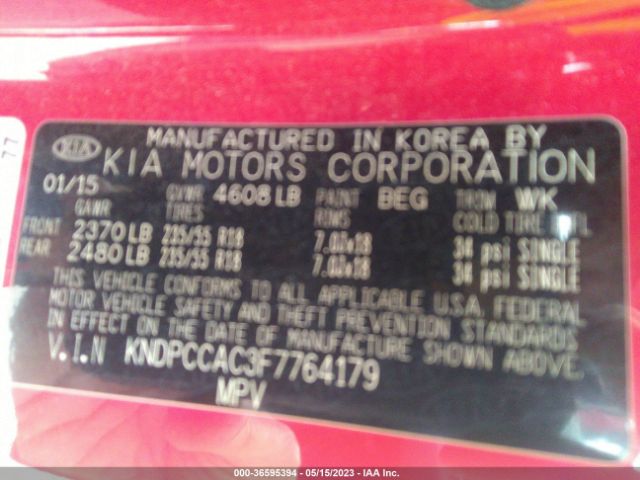KNDPCCAC3F7764179 KIA Sportage Ex