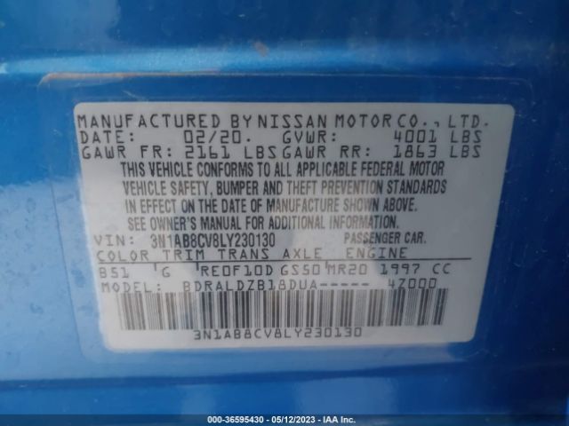 3N1AB8CV8LY230130 Nissan SENTRA SV