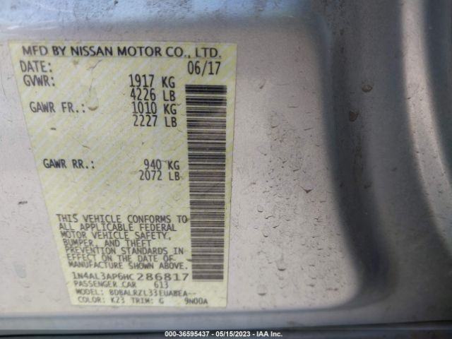 1N4AL3AP6HC286817 Nissan Altima 2.5 Sl