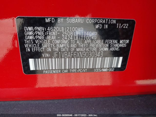 JF1VBAF6XN9030343 Subaru Wrx Premium