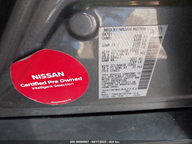 Nissan Rogue Sl 2017 5N1AT2MT8HC842733 Image 9