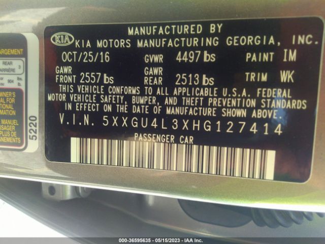 5XXGU4L3XHG127414 KIA OPTIMA EX