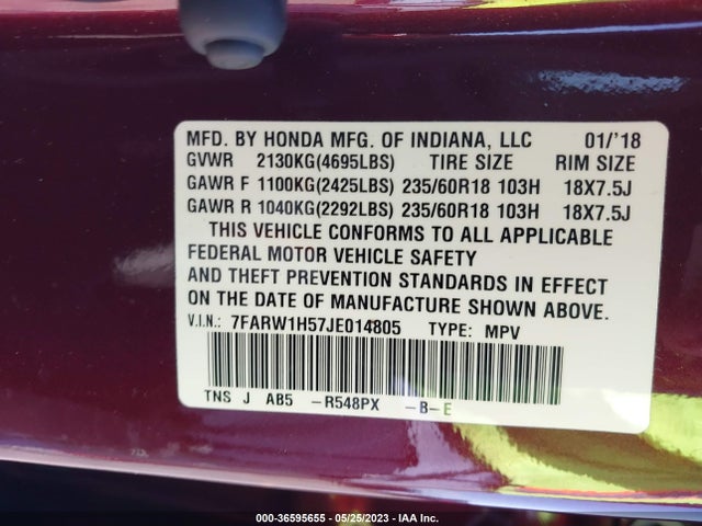 Honda CR-V EX 2018 7FARW1H57JE014805 Image 9