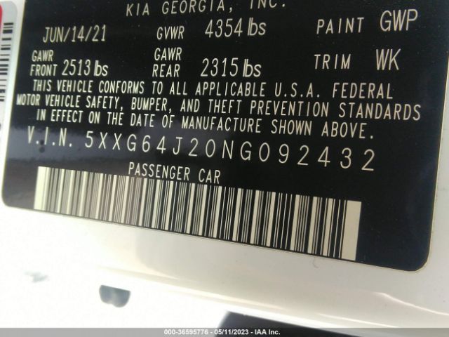 5XXG64J20NG092432 KIA K5 Gt-line