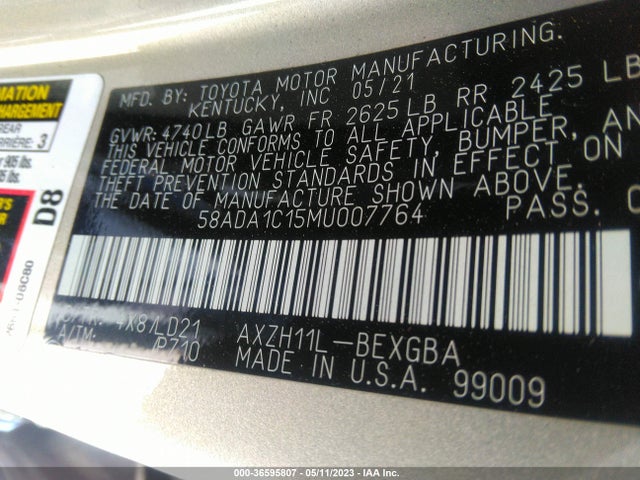58ADA1C15MU007764 Lexus Es Es 300h