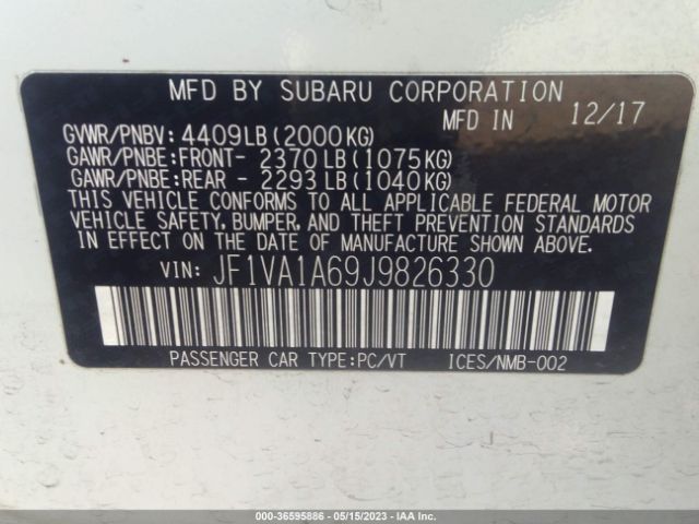 JF1VA1A69J9826330 Subaru WRX