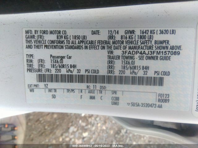 3FADP4AJ3FM157089 Ford FIESTA S