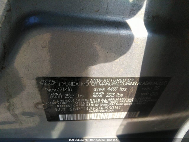 Hyundai Sonata 2.4l 2017 5NPE24AF2HH530141 Image 9