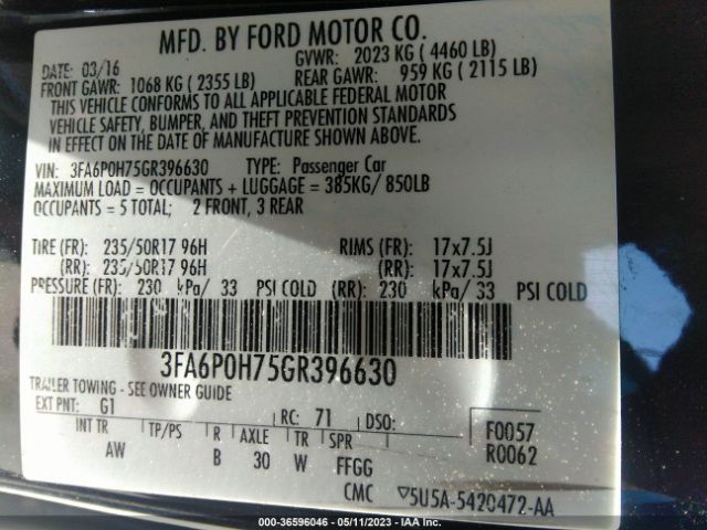 3FA6P0H75GR396630 Ford FUSION SE