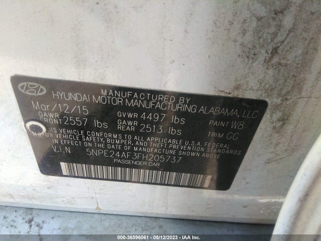 Hyundai Sonata 2.4l Se 2015 5NPE24AF3FH205737 Image 10