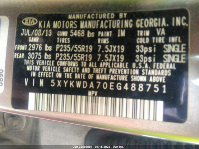 5XYKWDA70EG488751 KIA Sorento Sx Limited