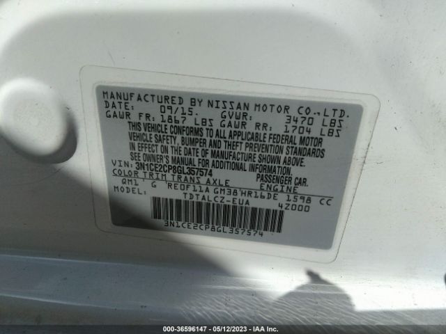 3N1CE2CP8GL357574 Nissan Versa Note S Plus