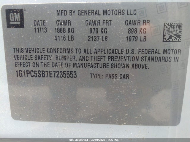 Chevrolet Cruze 1lt 2014 1G1PC5SB7E7235553 Image 9