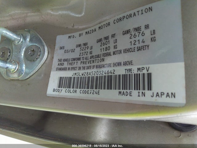 2002 MAZDA MPV LX VIN: JM3LW28A520324642