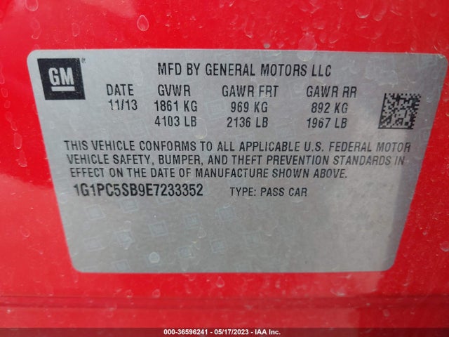 Chevrolet Cruze 1lt 2014 1G1PC5SB9E7233352 Image 10
