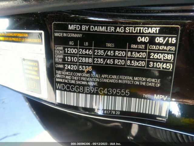 WDCGG8JB9FG439555 Mercedes-Benz Glk-class Glk 350