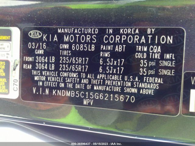 KNDMB5C15G6215670 KIA SEDONA LX
