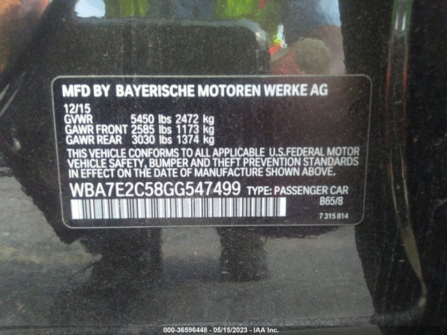 BMW 7 Series 740i 2016 WBA7E2C58GG547499 Image 10
