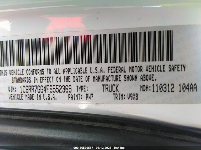 2015 RAM 1500 SLT VIN: 1C6RR7GG4FS552369