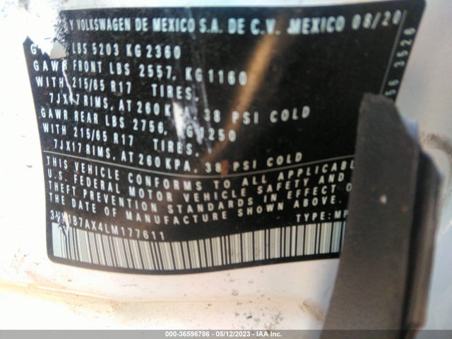 3VV1B7AX4LM177611 Volkswagen TIGUAN S