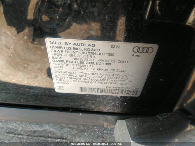 WA1EAAFY8N2071054 Audi Q5 S Line Premium Plus
