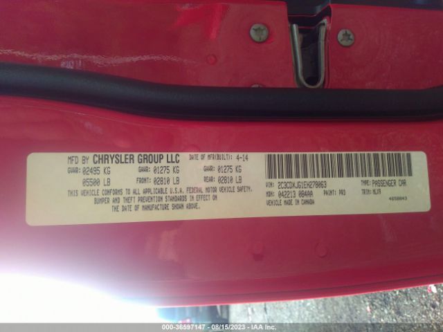 2C3CDXJG1EH278063 Dodge Charger Sxt Plus
