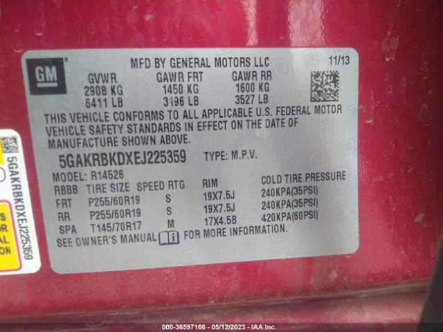 5GAKRBKDXEJ225359 Buick Enclave Leather