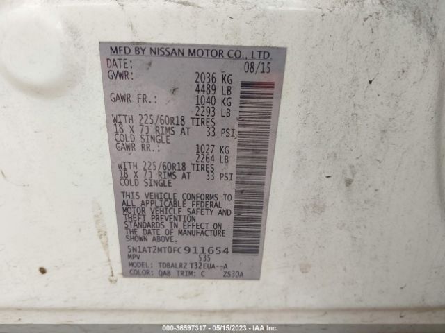 5N1AT2MT0FC911654 Nissan Rogue Sl