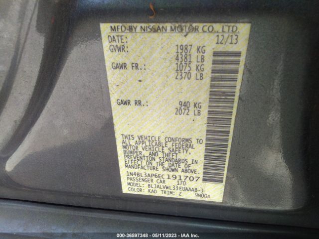1N4BL3AP6EC191707 Nissan Altima 3.5 Sl