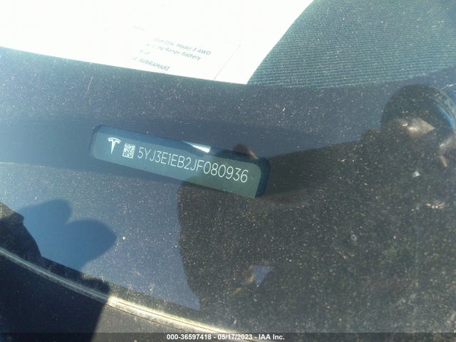 2018 TESLA MODEL 3 PERFORMANCE/LONG RANGE VIN: 5YJ3E1EB2JF080936