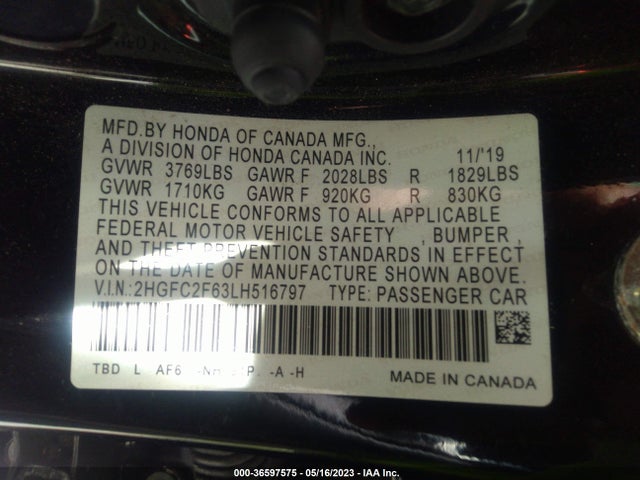 Honda Civic Sedan Lx 2020 2HGFC2F63LH516797 Image 9