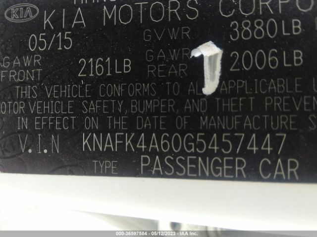 KNAFK4A60G5457447 KIA FORTE LX
