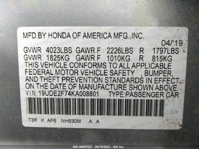 19UDE2F74KA008801 Acura Ilx Pkg