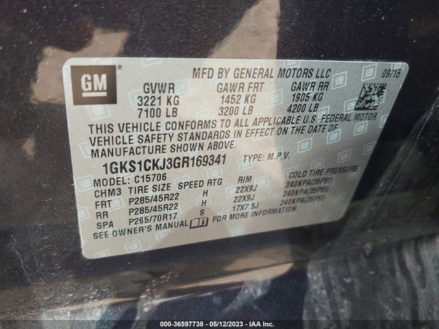 GMC YUKON DENALI 2016 1GKS1CKJ3GR169341 Image 9