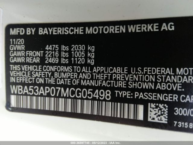 WBA53AP07MCG05498 BMW 4 Series 430i