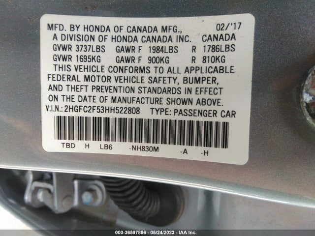 Honda Civic Sedan Lx 2017 2HGFC2F53HH522808 Image 9