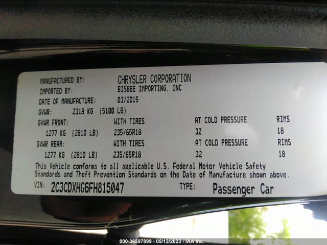 Dodge Charger Sxt 2015 2C3CDXHG6FH815047 Image 9