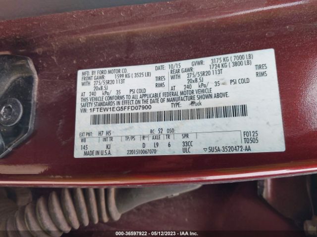 1FTEW1EG5FFD07900 Ford F-150 Xlt/xl/lariat/platinum